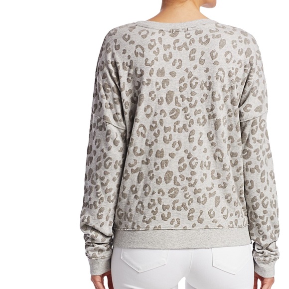 Rails Marlo Flocked Leopard Print Sweatshirt Grey Side Zippers Size M. Like New - Picture 7 of 13